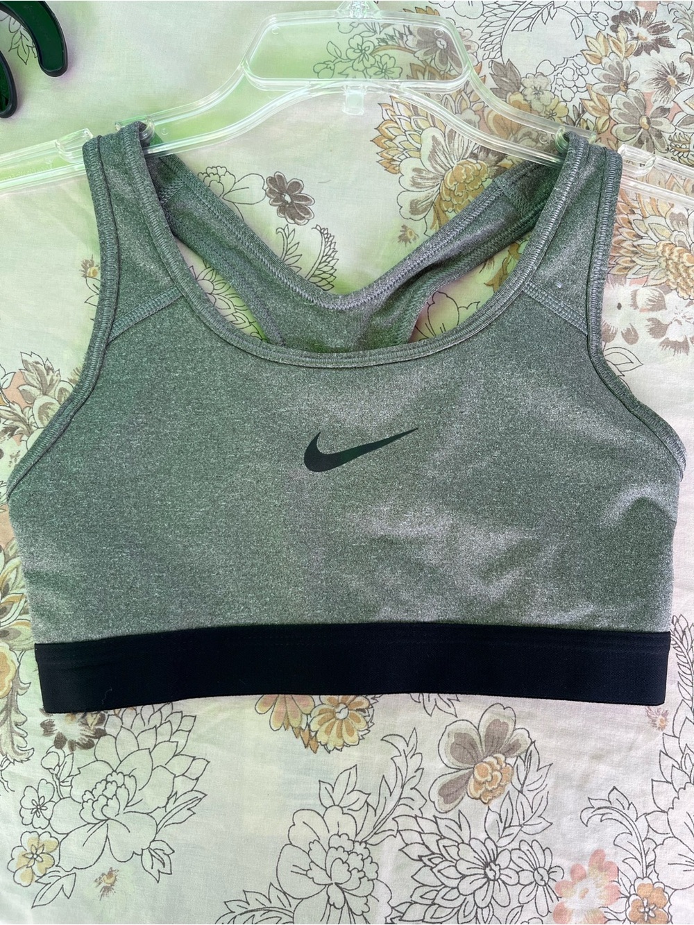 Nike Heather Gray Racerback Sports Bra with Black Band